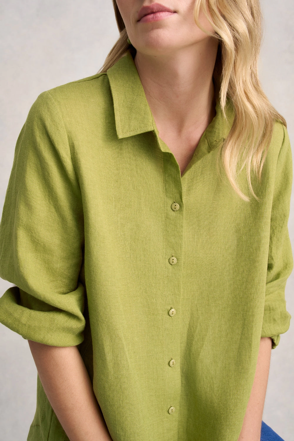 3/4 Sleeve Linen Shirt - Pear Cross Dye