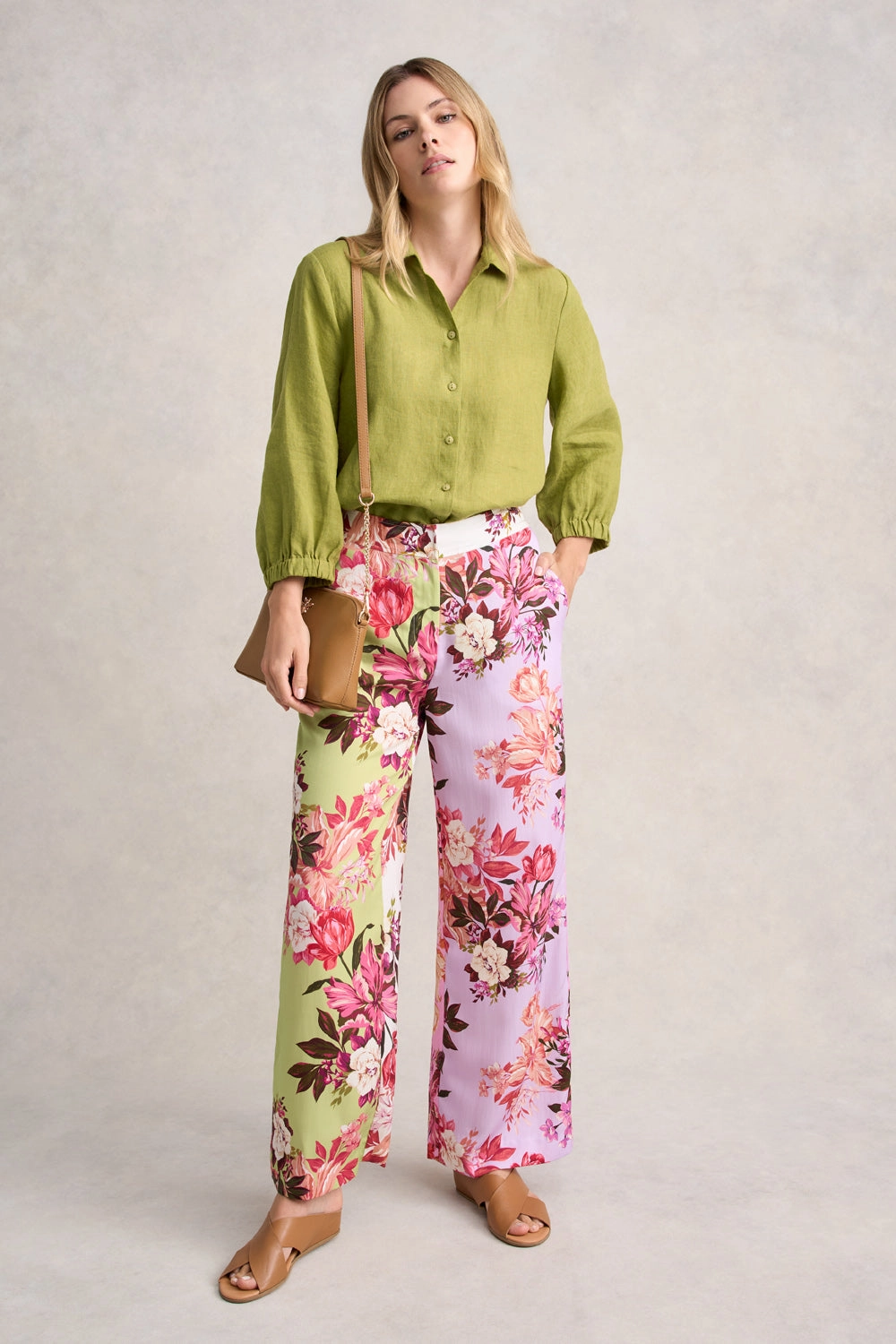 3/4 Sleeve Linen Shirt - Pear Cross Dye