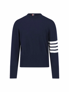 4-Bar" Cashmere Sweater ?C Blue designer sweaters outlet