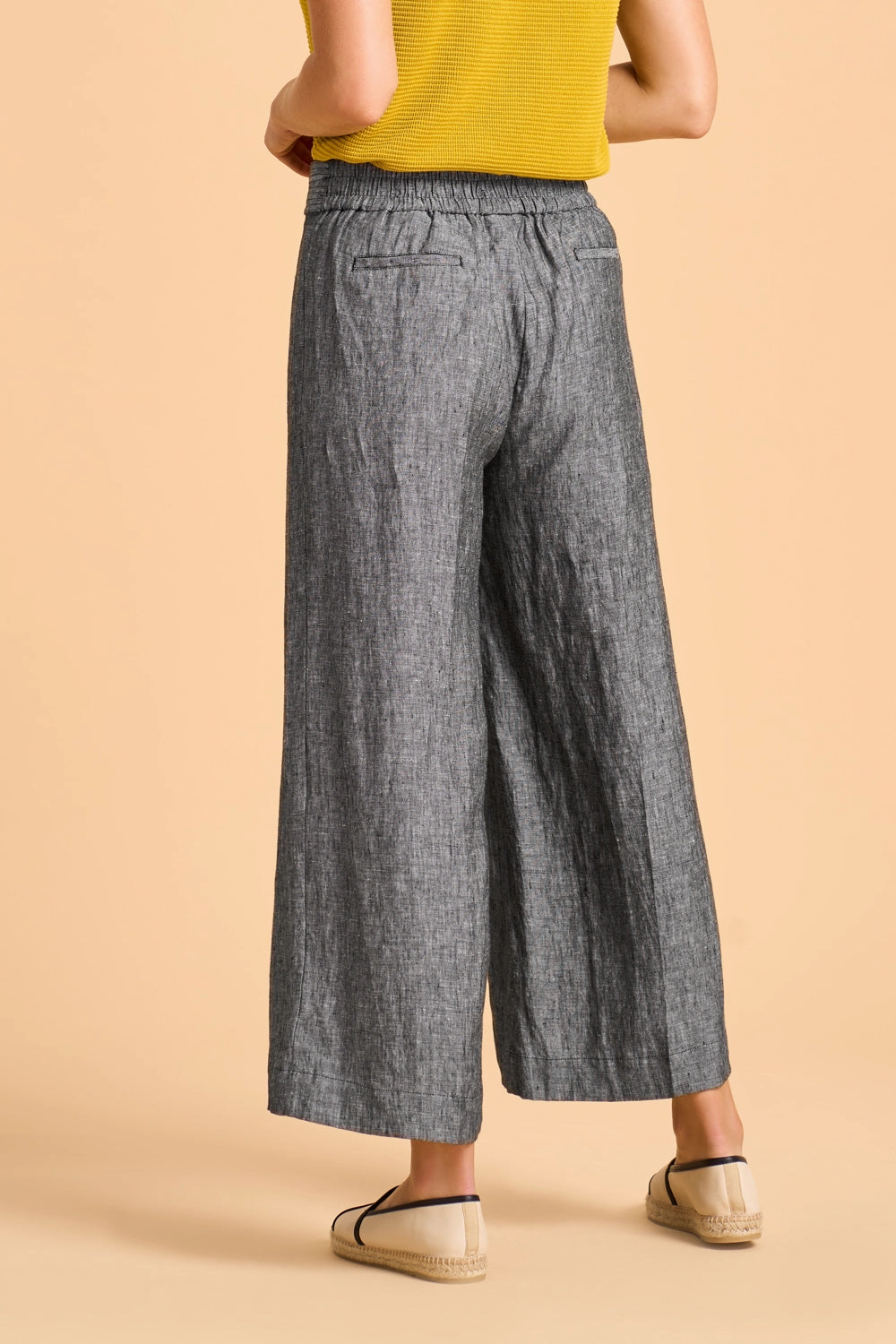 7/8th Waist Tab Linen Pant - Charcoal Cross Dye