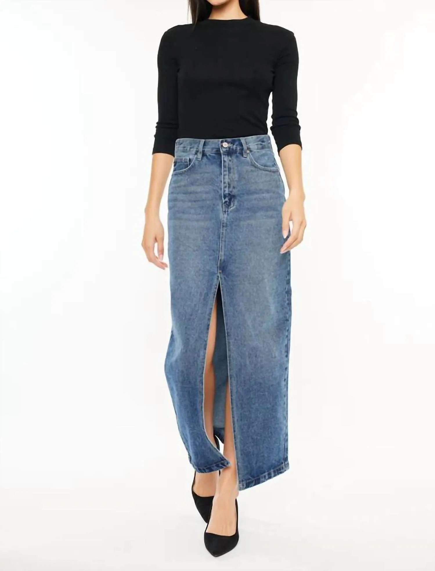 90's Denim Maxi Skirt In Medium