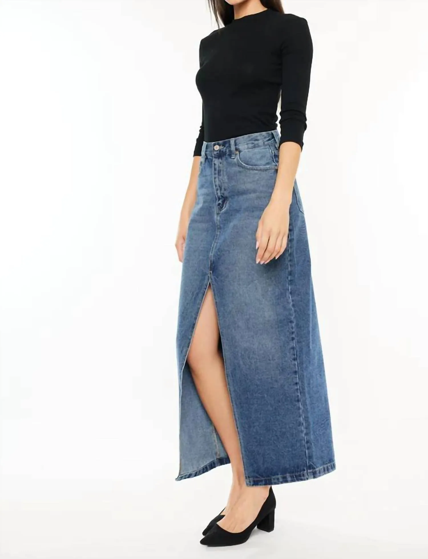 90's Denim Maxi Skirt In Medium