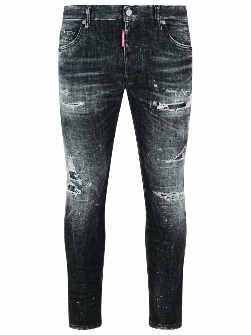 'Skater Bleached' Black Cotton Jeans