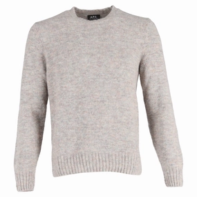 A.P.C. Crewneck Jumper in Grey Wool turtleneck sweaters sale