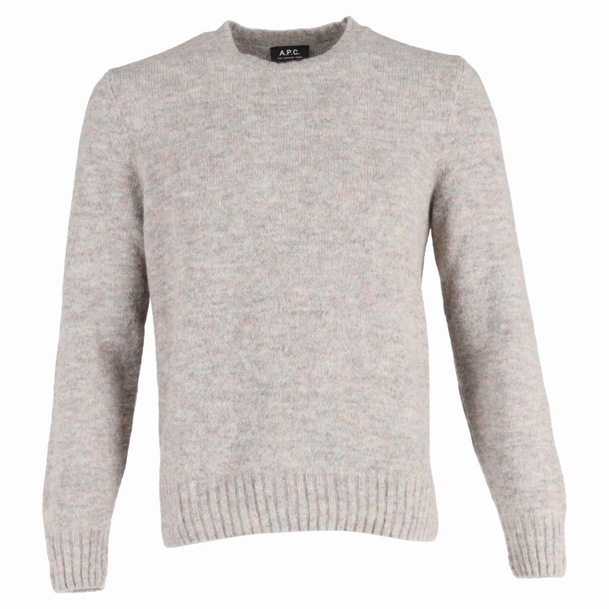A.P.C. Crewneck Jumper in Grey Wool turtleneck sweaters sale