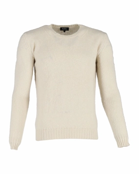 A.P.C. Crewneck Sweater in Cream Wool turtleneck sweaters sale