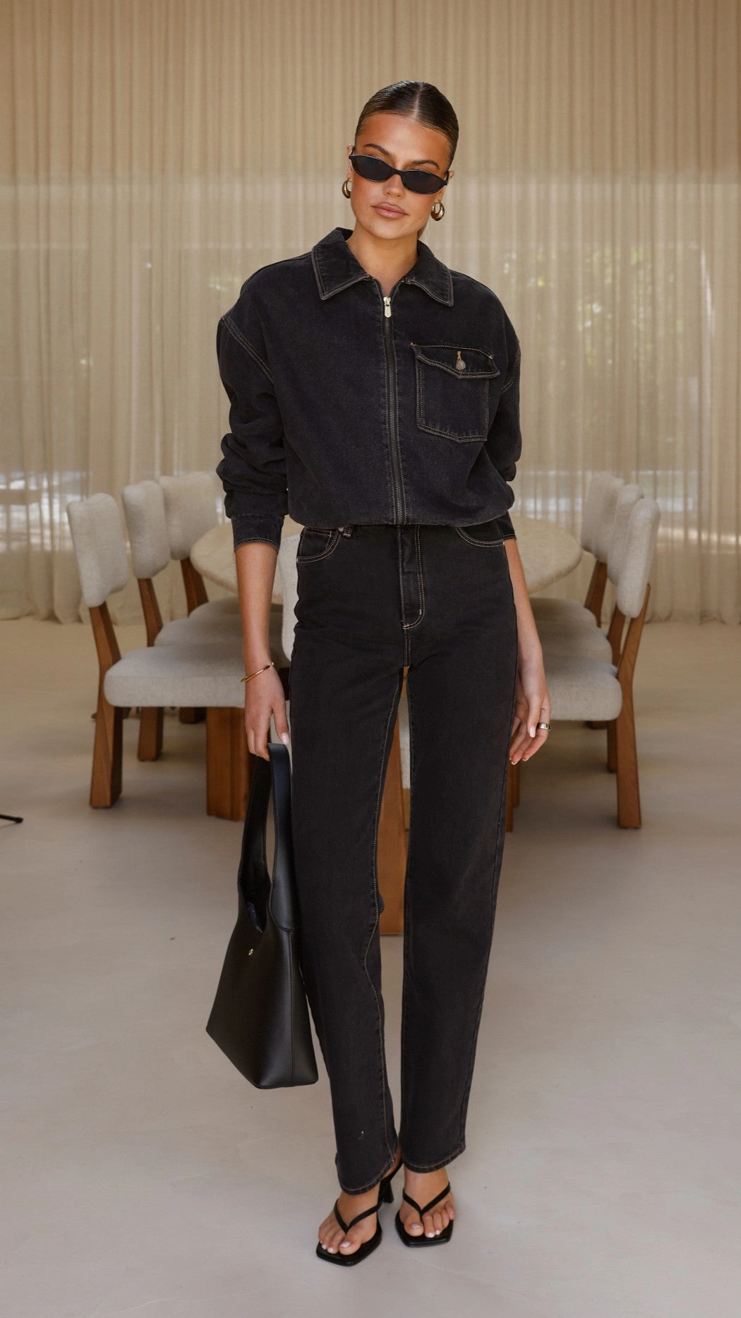 Abrand Denim Bomber Cara - Washed Black