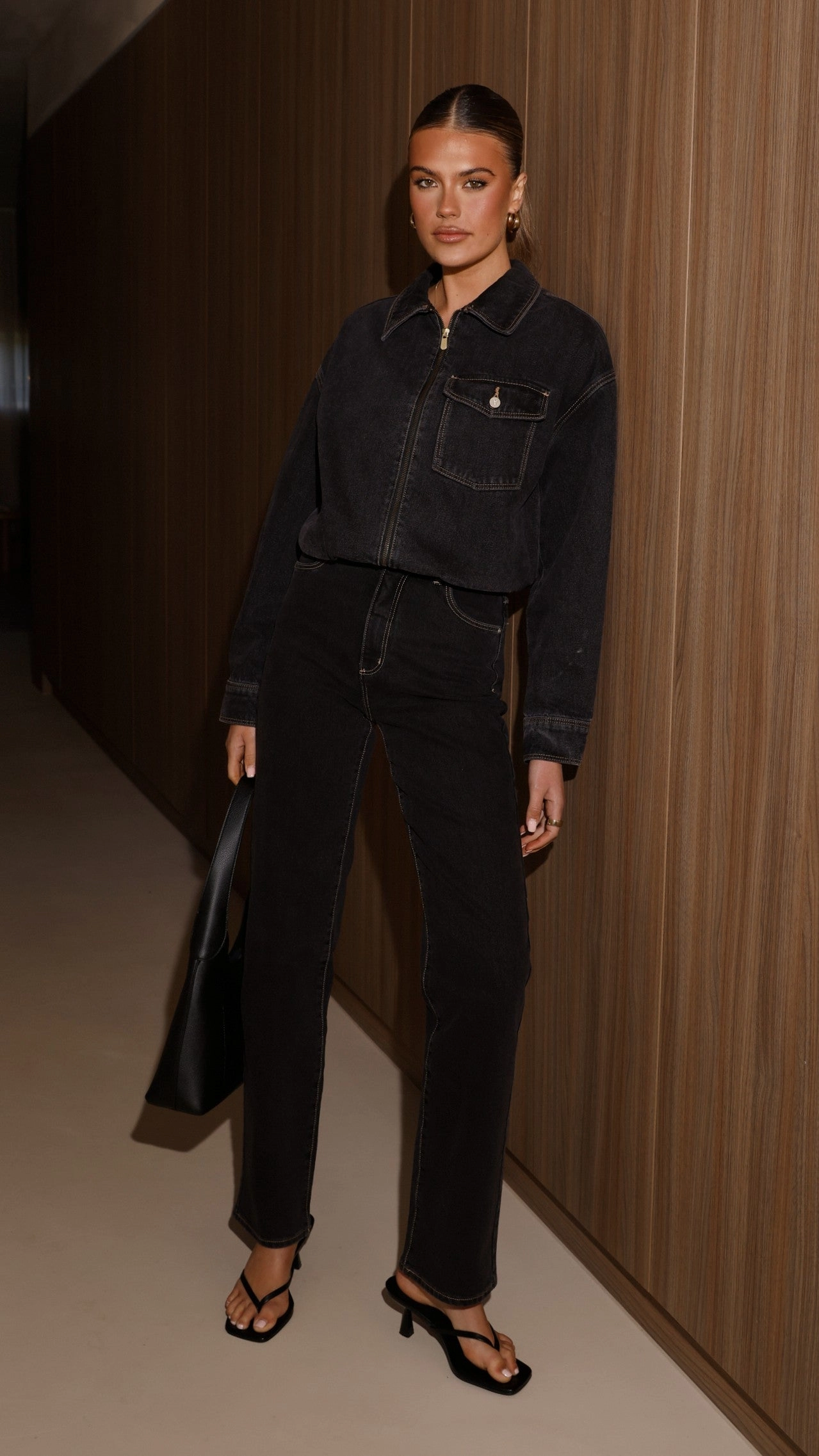 Abrand Denim Bomber Cara - Washed Black