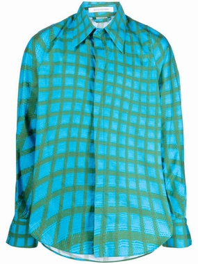 Abstract-Print Cotton Shirt mens polos clearance