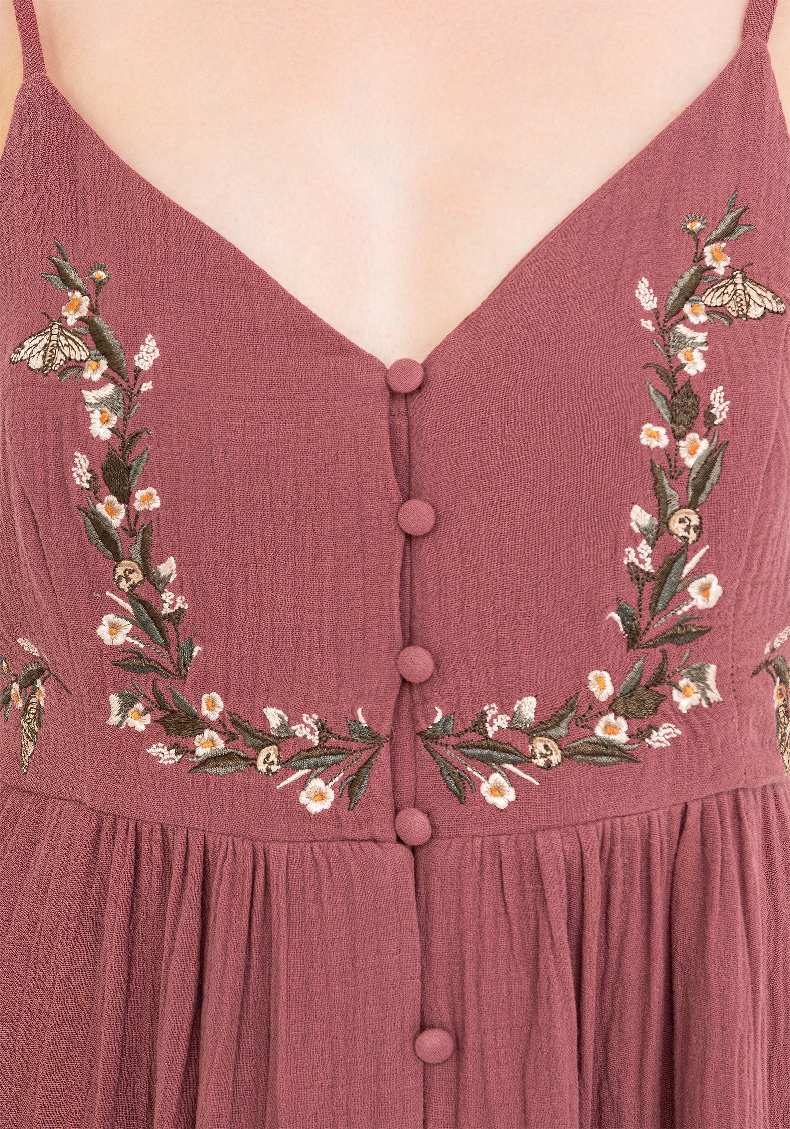 Abundance Cotton Floral Embroidered Bodice Cami Midaxi Dress