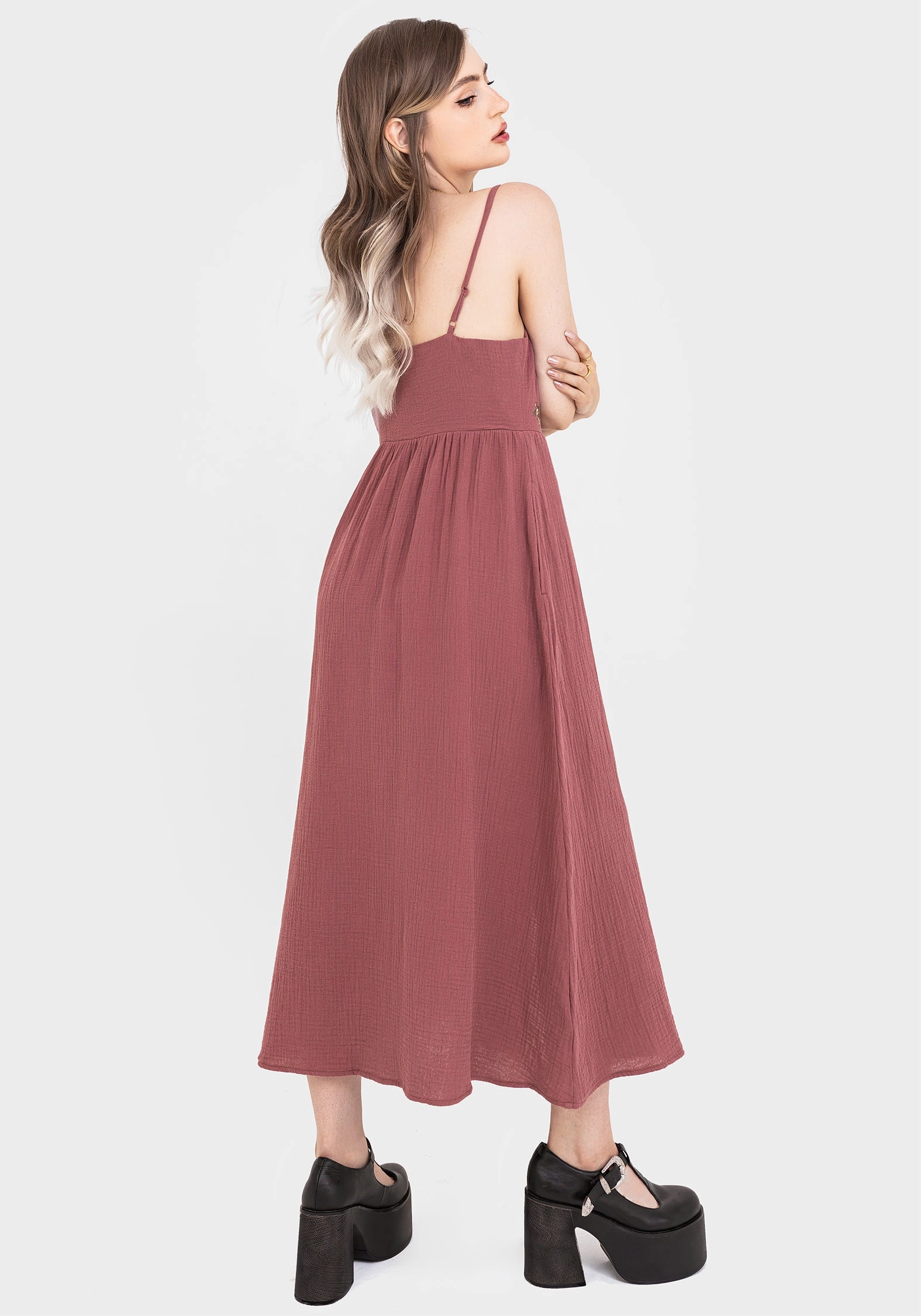 Abundance Cotton Floral Embroidered Bodice Cami Midaxi Dress