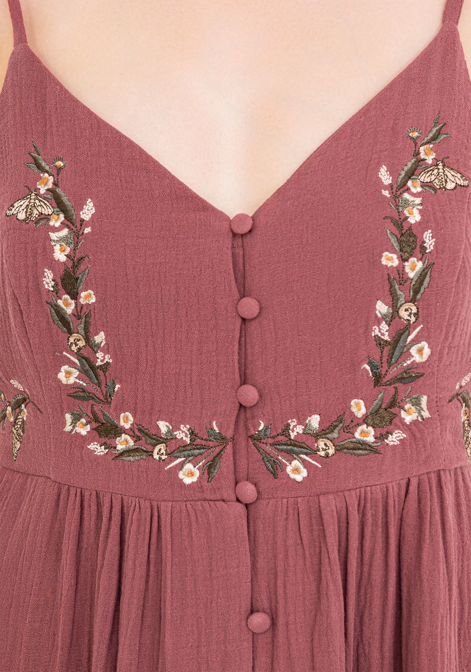Abundance Cotton Floral Embroidered Bodice Cami Midaxi Dress