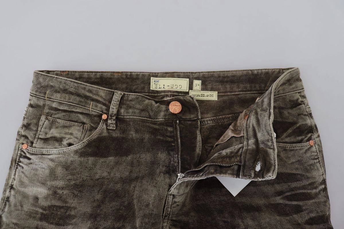 Acht  Washed Cotton Corduroy Slim Fit Men Men's Jeans