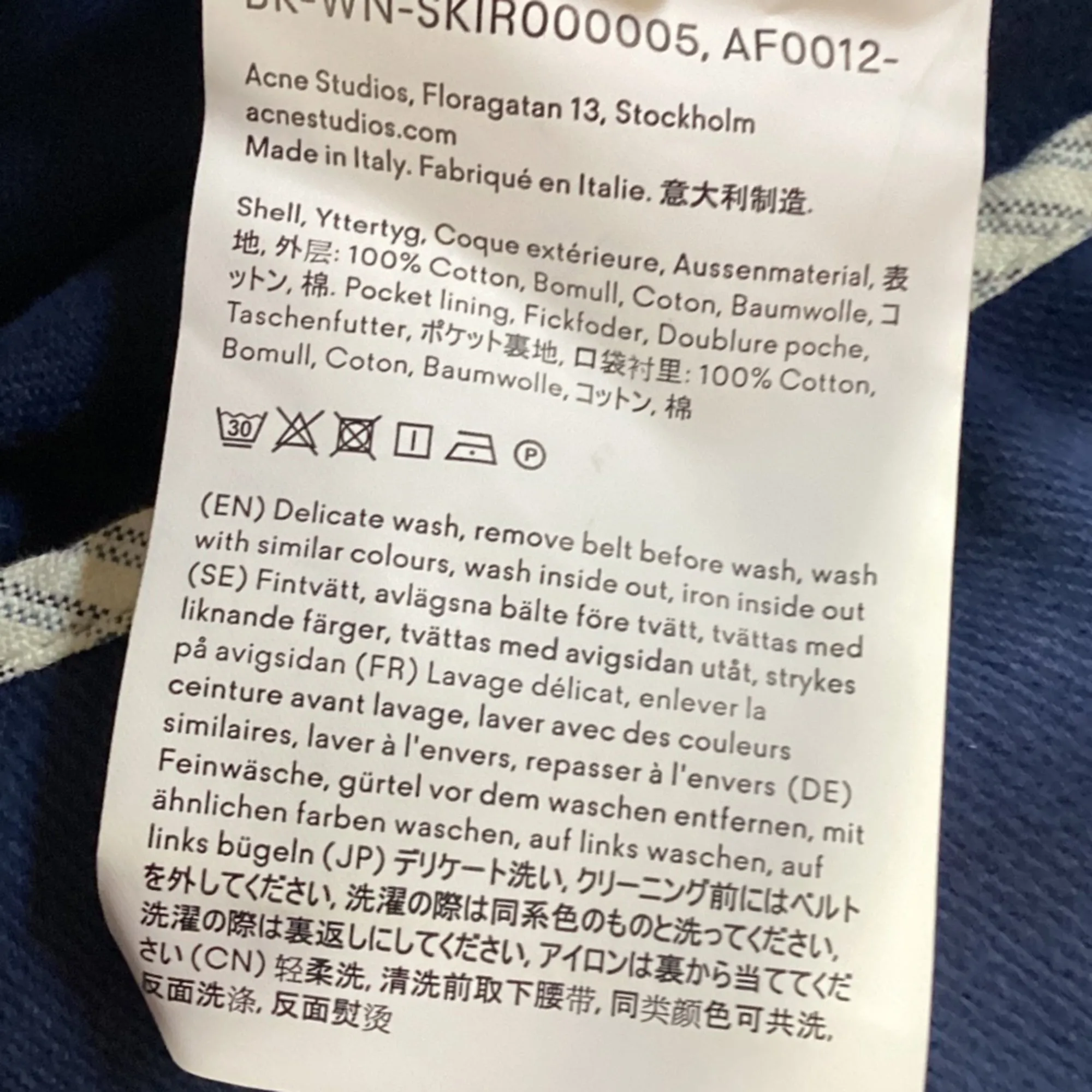 Acne Studios Bl Konst Denim Painted Skirt in Blue Cotton