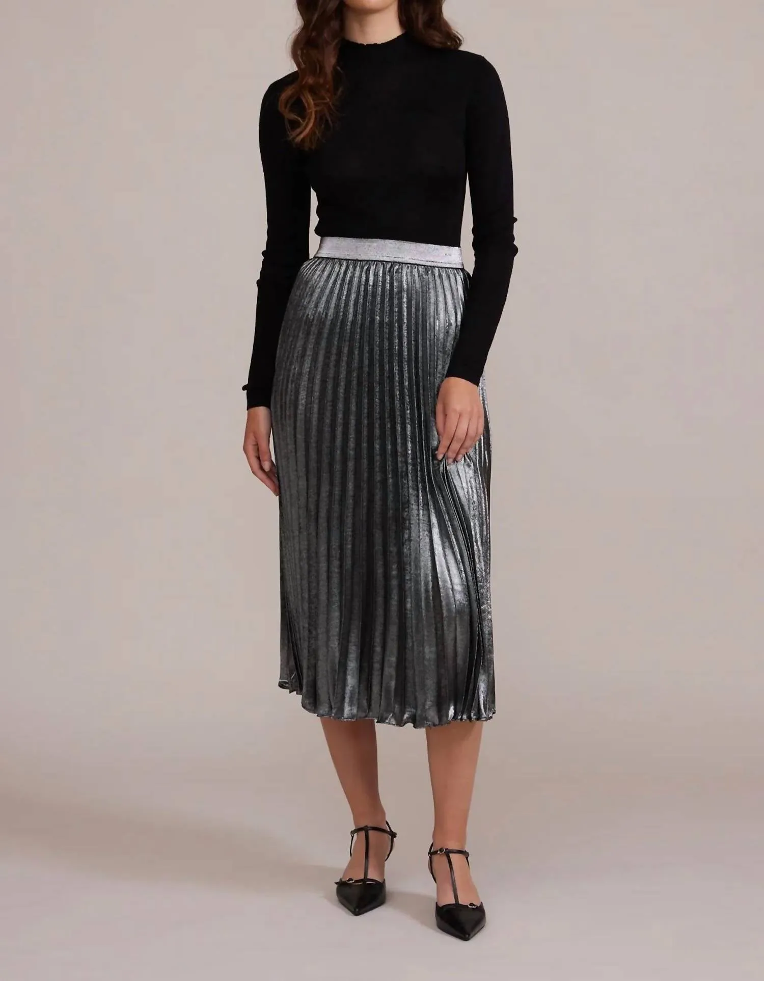 Adeline Pleated Skirt In Charcoal
