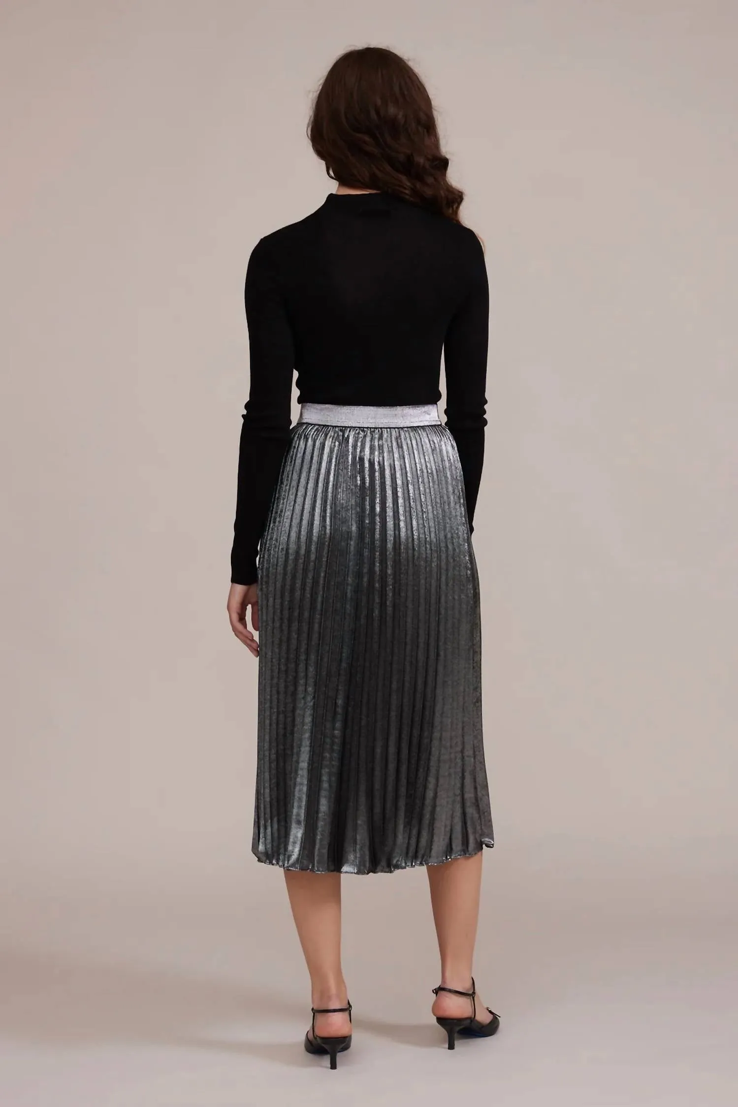 Adeline Pleated Skirt In Charcoal