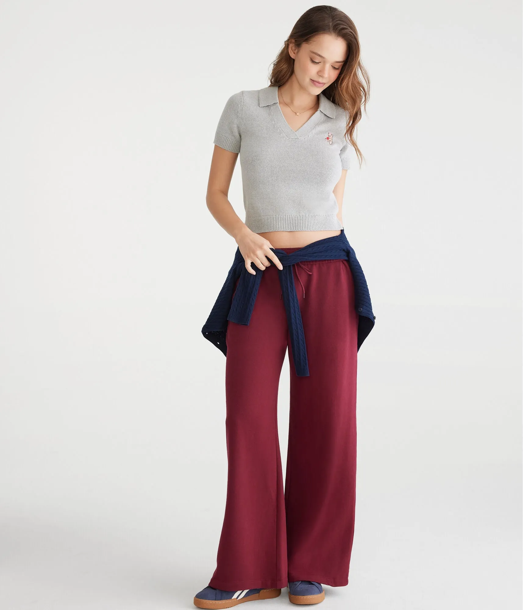 Aeropostale Mid-Rise Wide Leg Sweatpants