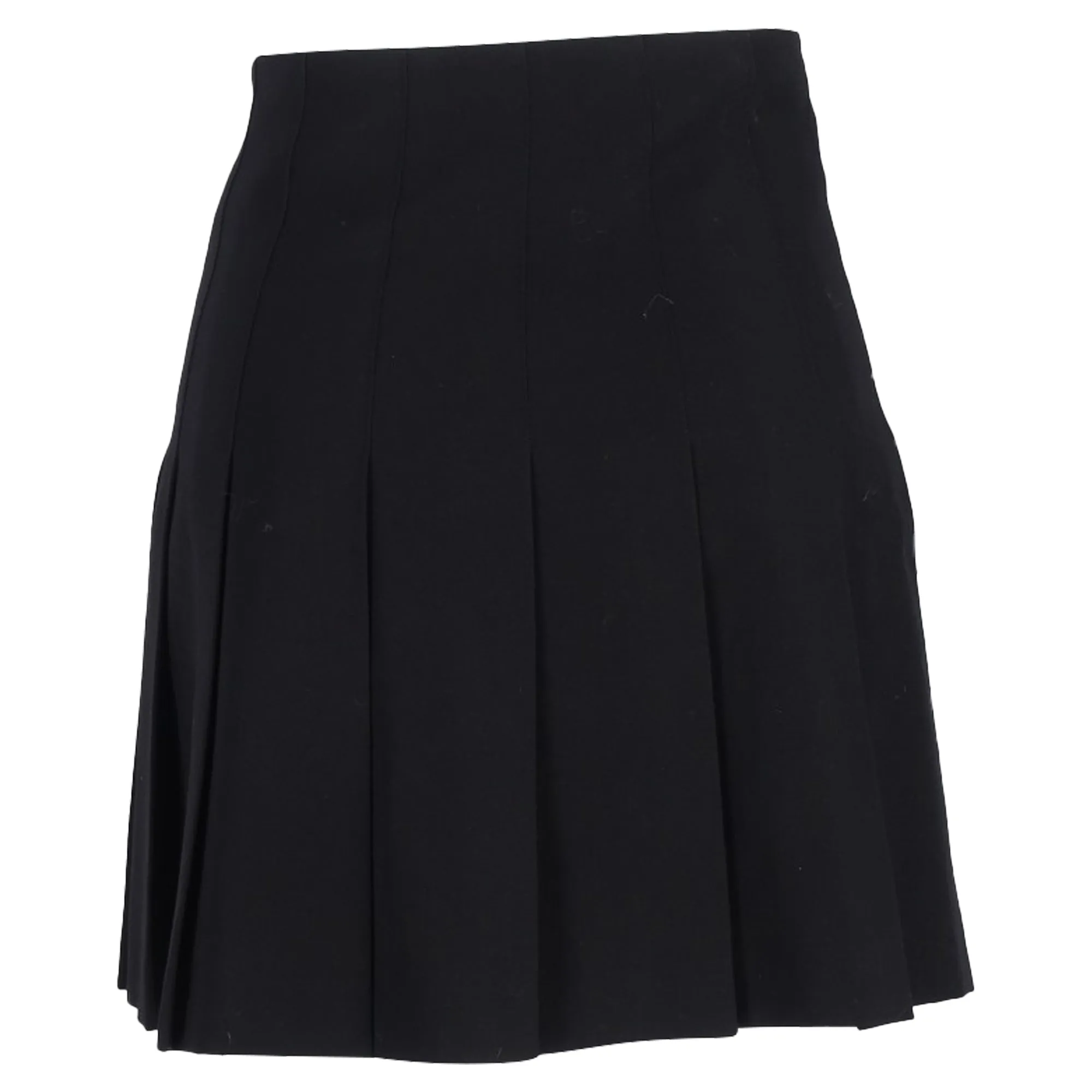 Alessandra Rich Pleated Mini Skirt in Black Wool