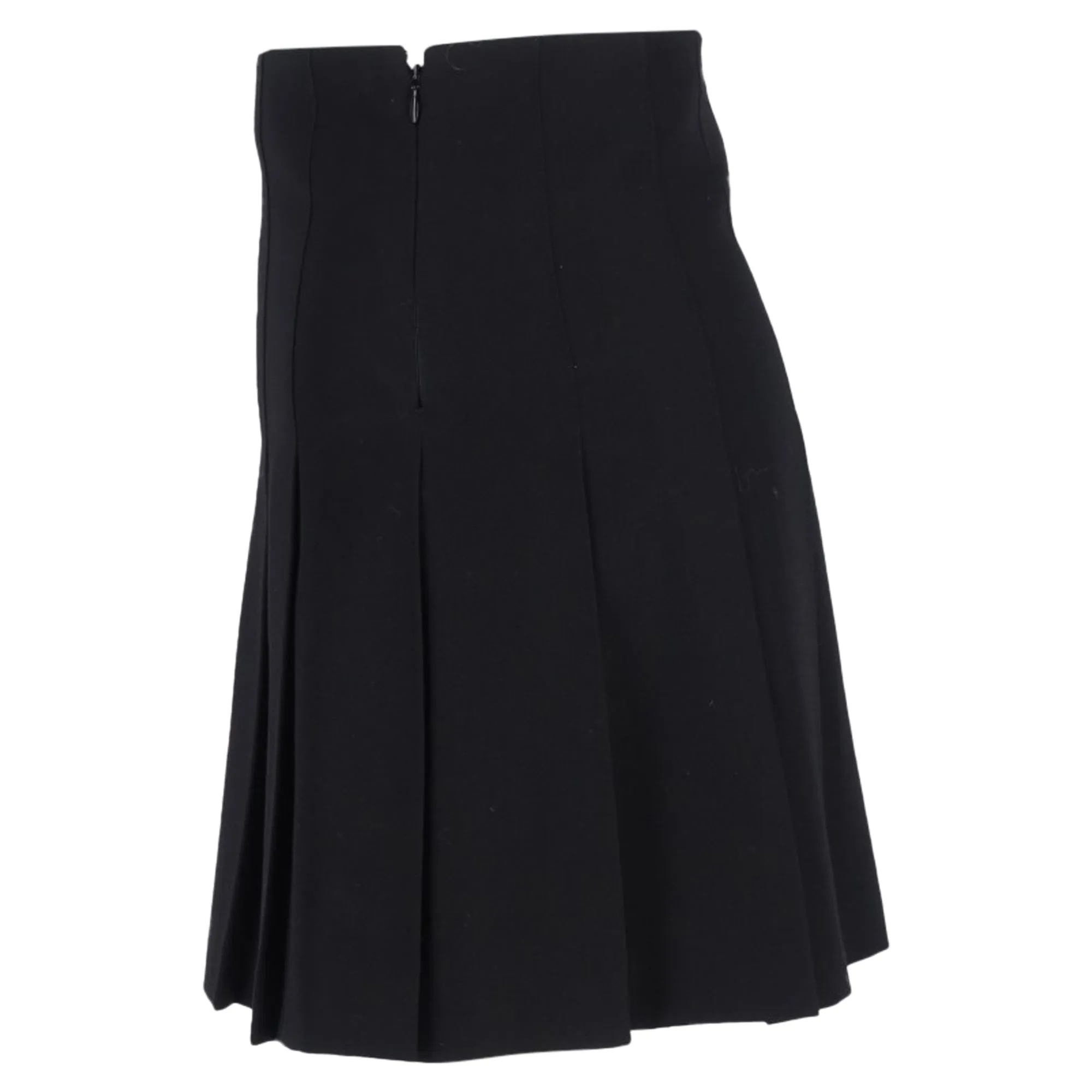 Alessandra Rich Pleated Mini Skirt in Black Wool