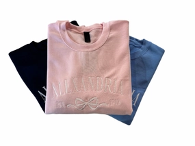 Alexandria Embroidered Bow Sweatshirt - Pink summer dresses best deals