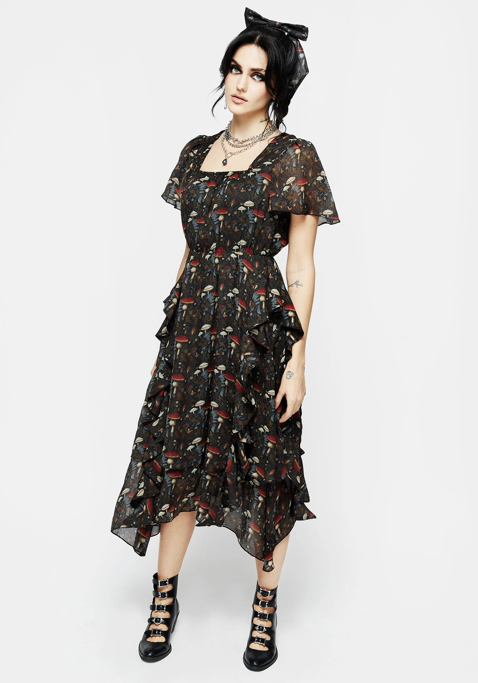 Amanita Chiffon Handkerchief Hem Midaxi Dress Dresses Womens - beach dresses cheap