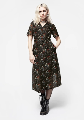 Amanita Chiffon Midi Shirt Dress Dresses Womens - formal gowns cheap