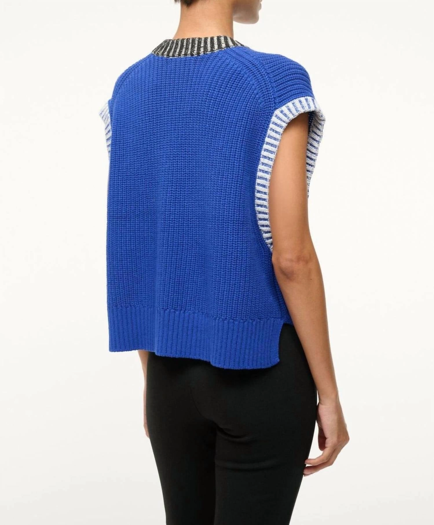 Americana Sweater In Deep Sea/black/ivory