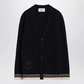 Ami Paris Men's blue Cardigan In Wool Knit winter sweaters outlet