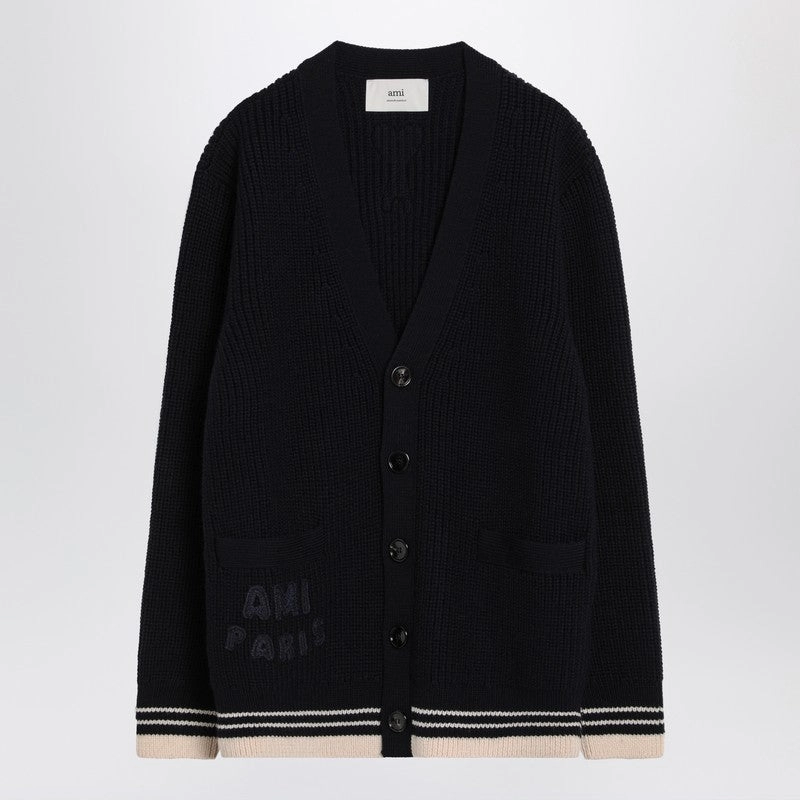 Ami Paris Men's blue Cardigan In Wool Knit winter sweaters outlet