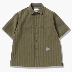 And Wander Dry Soft Seersucker S/S Shirt Beige mens tank tops best deals