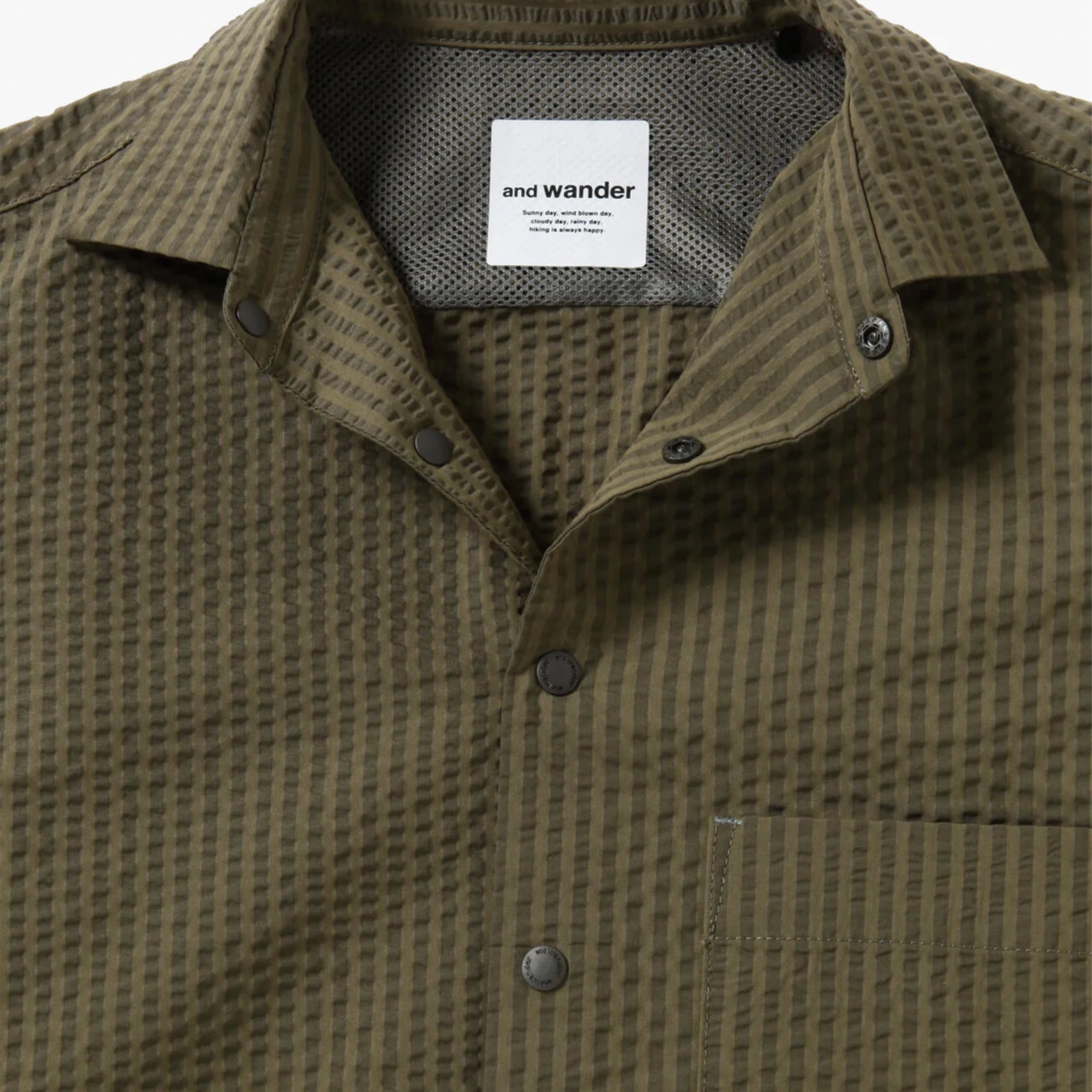 And Wander Dry Soft Seersucker S/S Shirt Beige