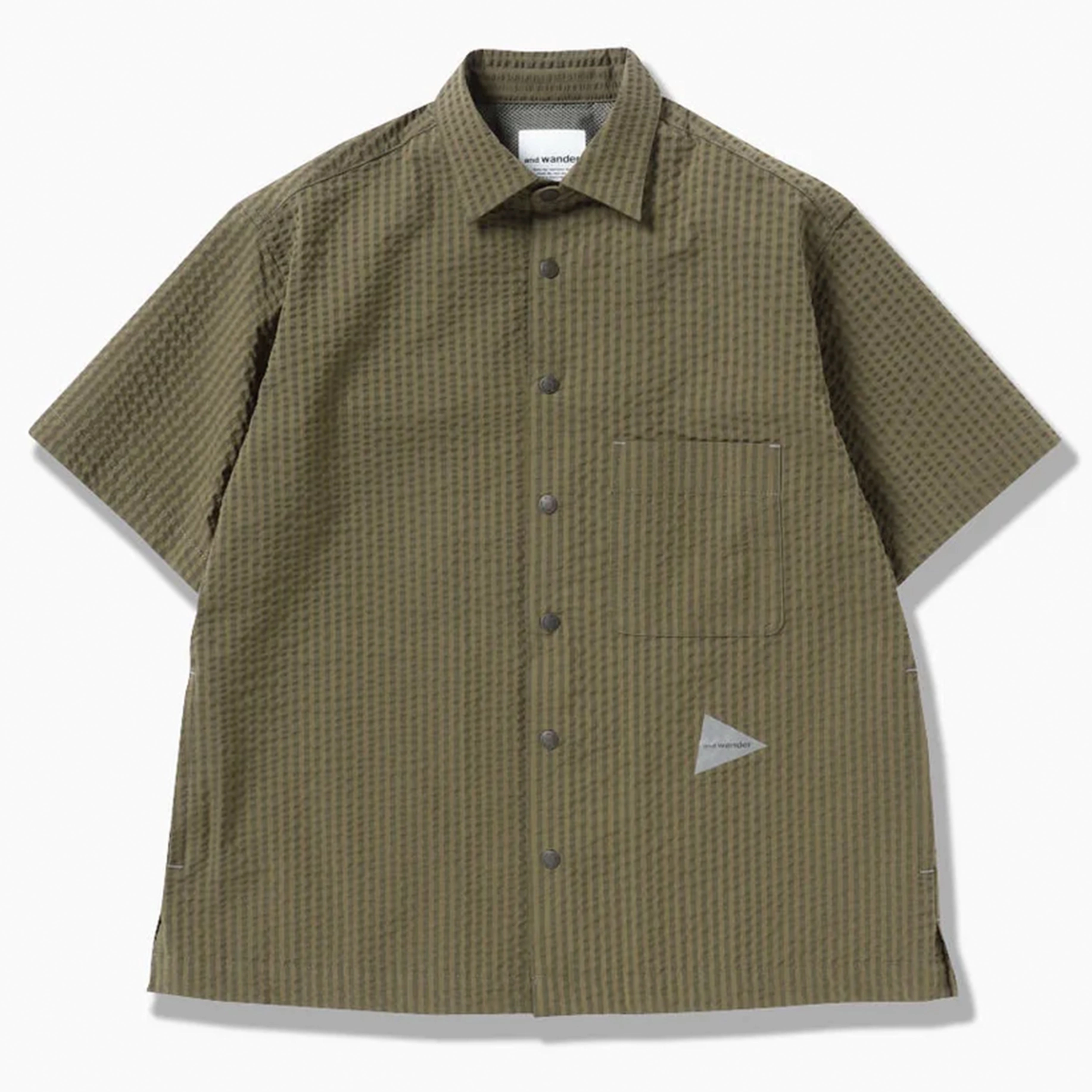 And Wander Dry Soft Seersucker S/S Shirt Beige mens tank tops best deals