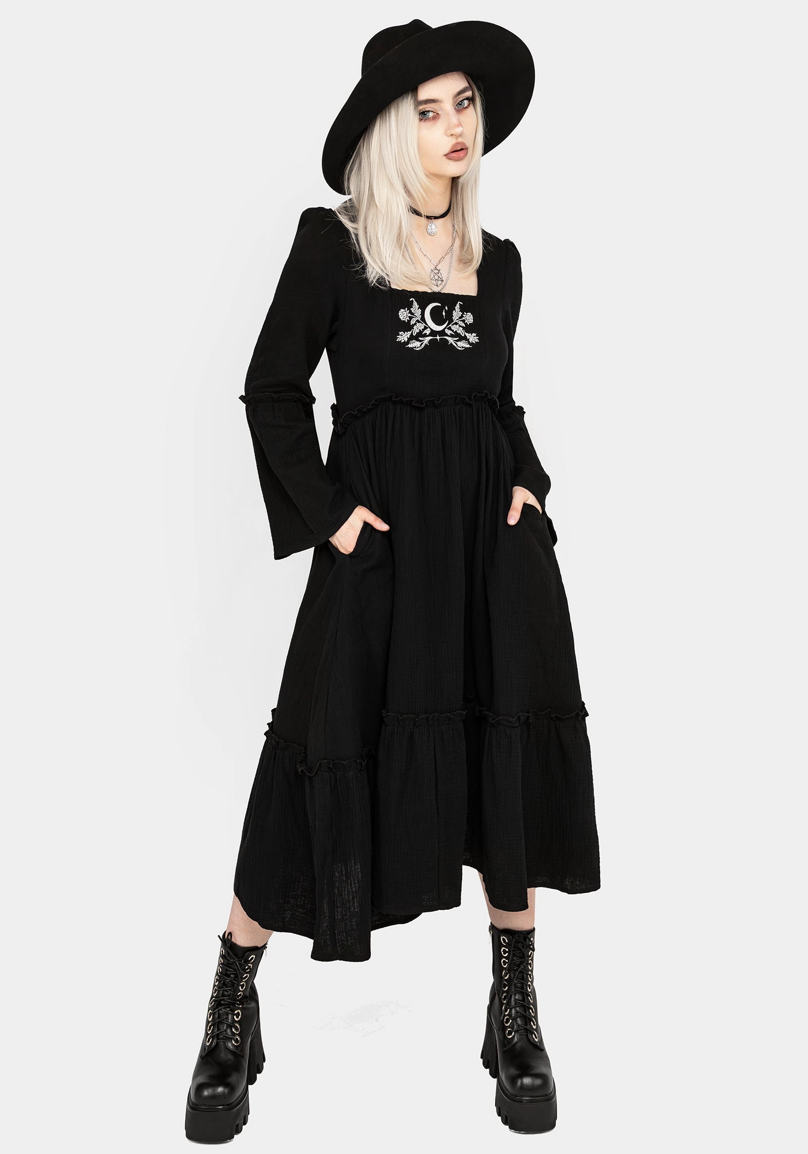 Aradia Embroidered Midi Dress Dresses Womens - beach dresses cheap