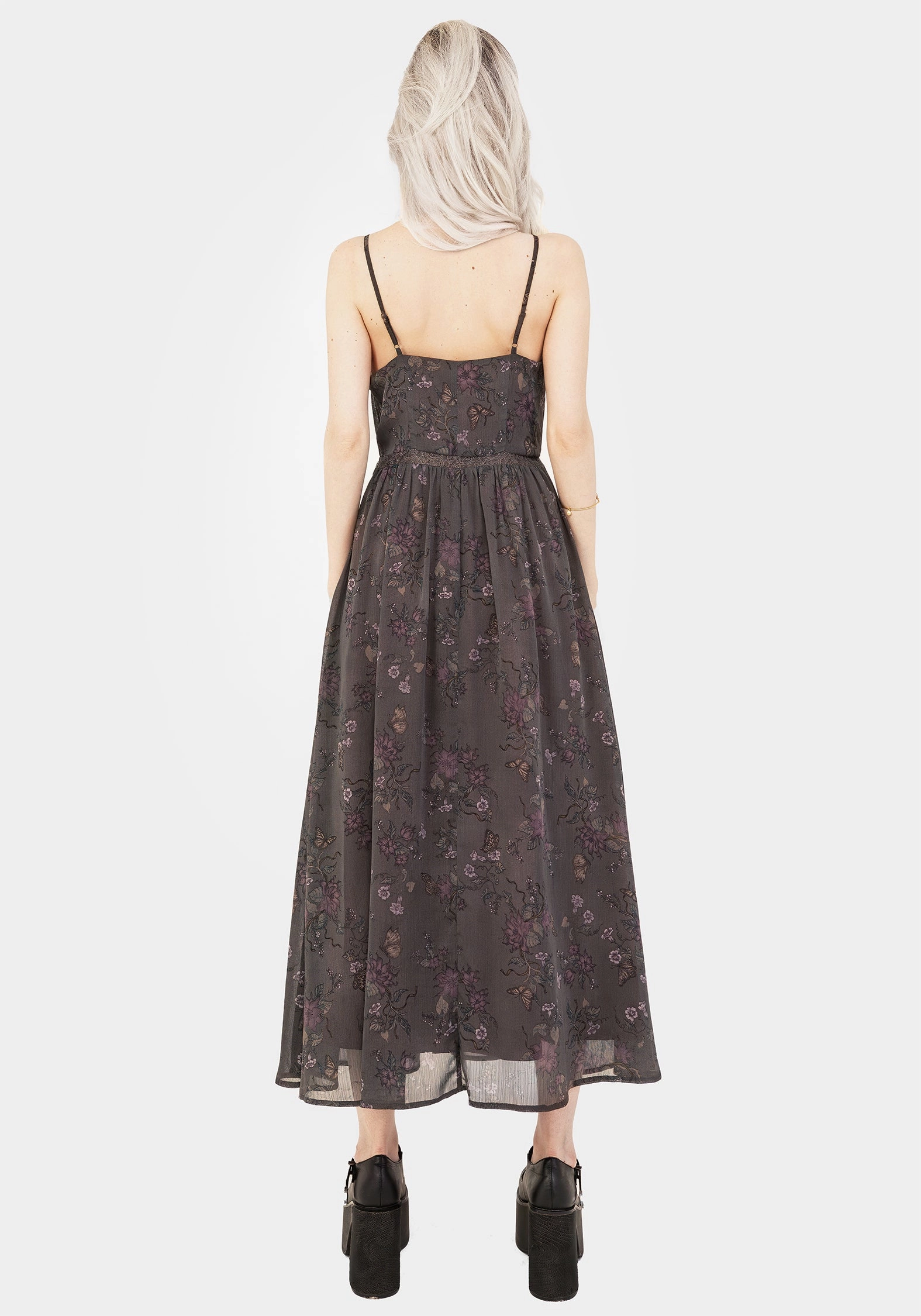 Arnora Chiffon Lace Insert Cami Midaxi Dress