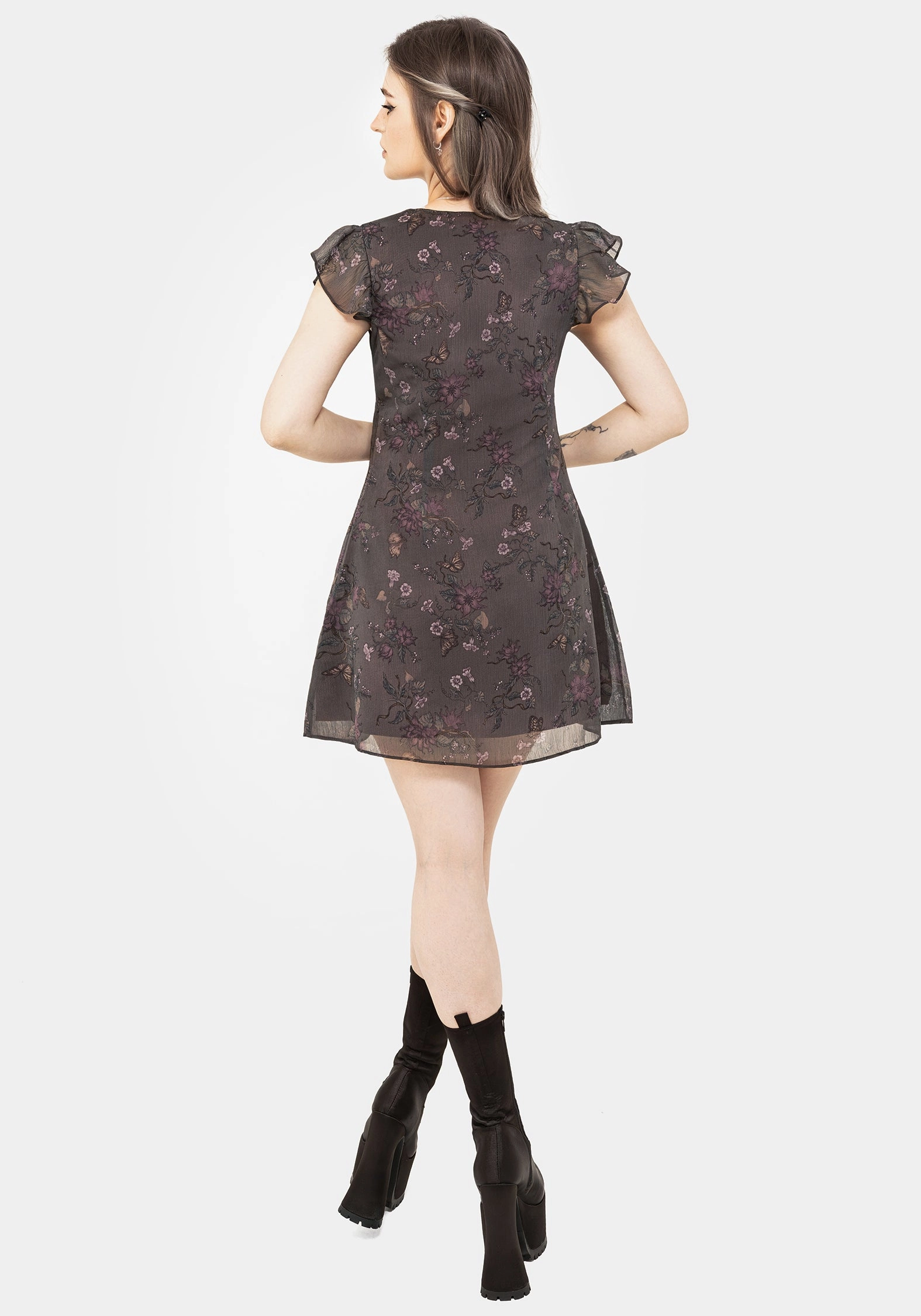 Arnora Chiffon Ruffle Detail Mini Dress