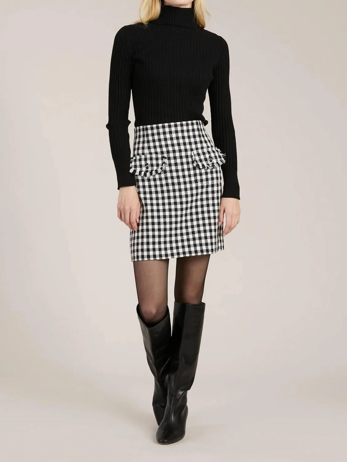 Ashley Check Mini Skirt In Black/white Check