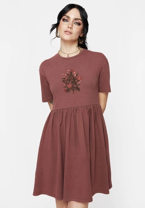 Aster Cotton Pentagram Embroidered Mini Skater Dress Dresses Womens - wedding guest outfits