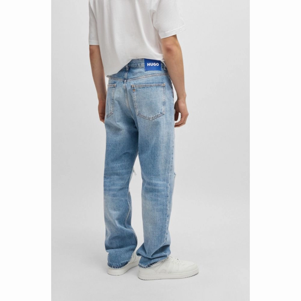Baggy-fit jeans in stonewashed blue denim