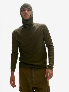 BALACLAVA SWEATER - Stone Green chunky knit discount