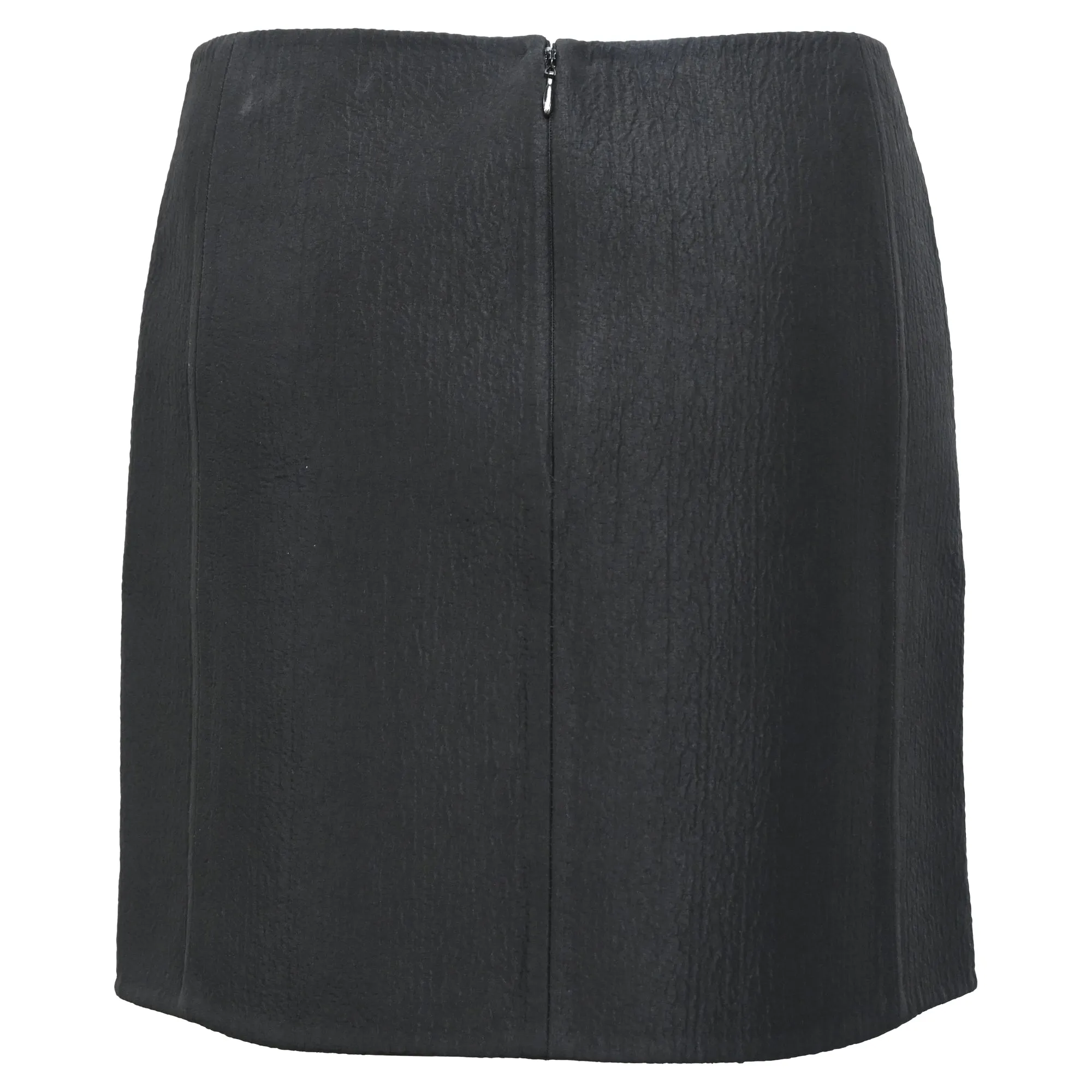 Balenciaga Crinkled-Texture Mini Skirt in Black Silk