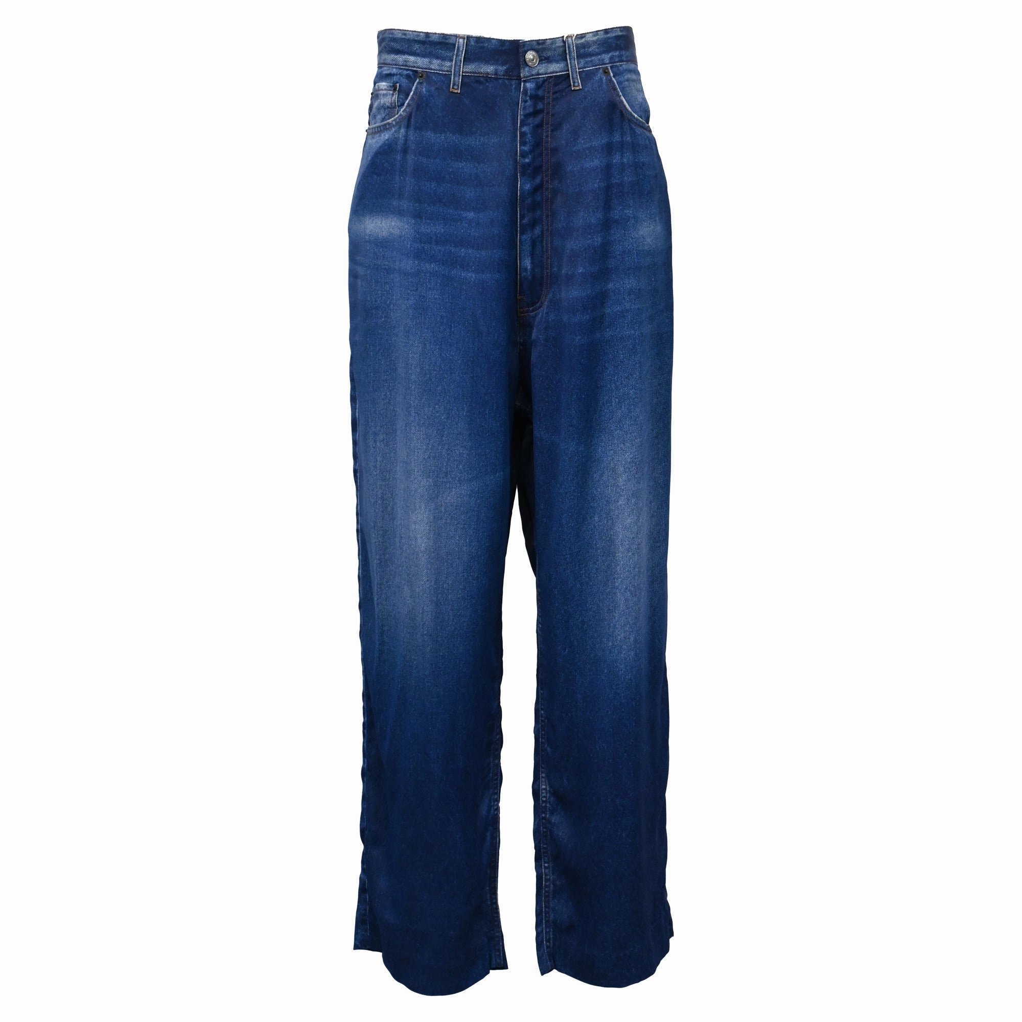 Balenciaga Straight Cut Jeans in Blue Cotton Denim