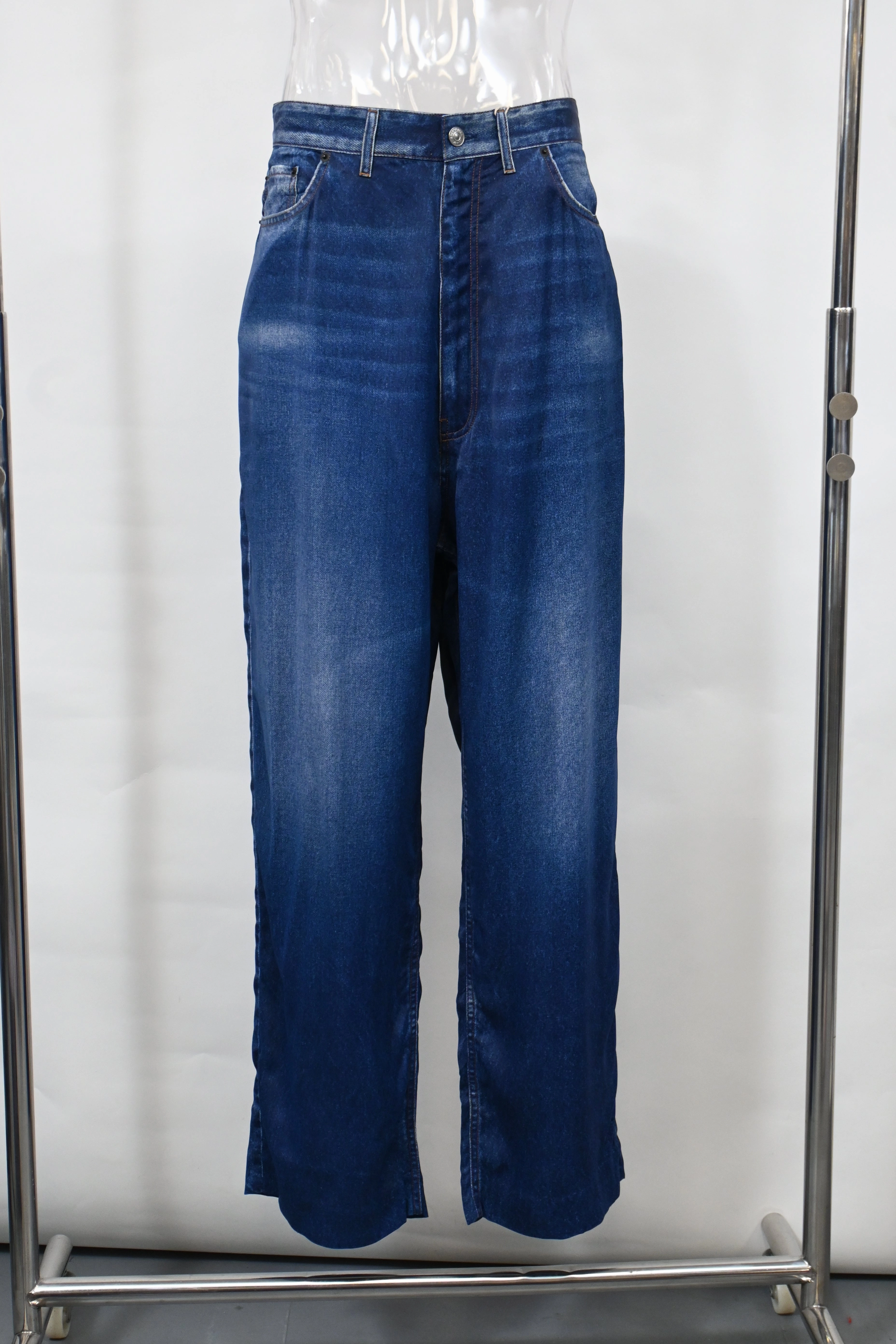 Balenciaga Straight Cut Jeans in Blue Cotton Denim