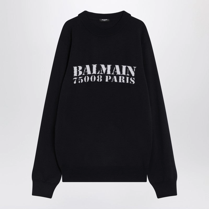 Balmain Men's blue Wool Sweater With Logo