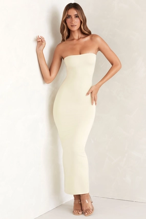 Bandeau Maxi Dress in Ivory Dresses - midi dresses clearance