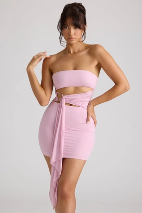 Bandeau Mini Dress in Soft Pink Dresses - wrap dresses discount