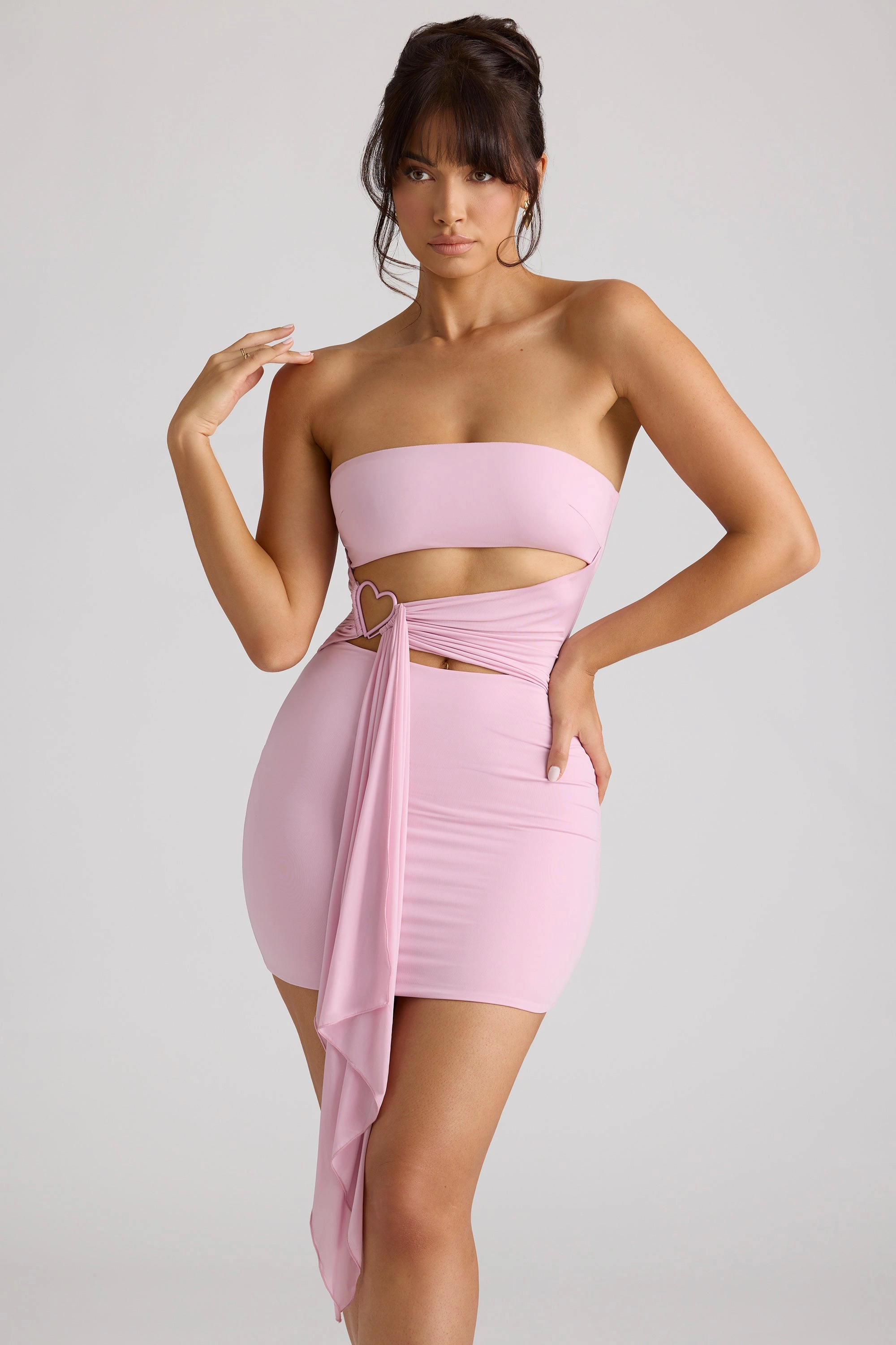 Bandeau Mini Dress in Soft Pink Dresses - wrap dresses discount