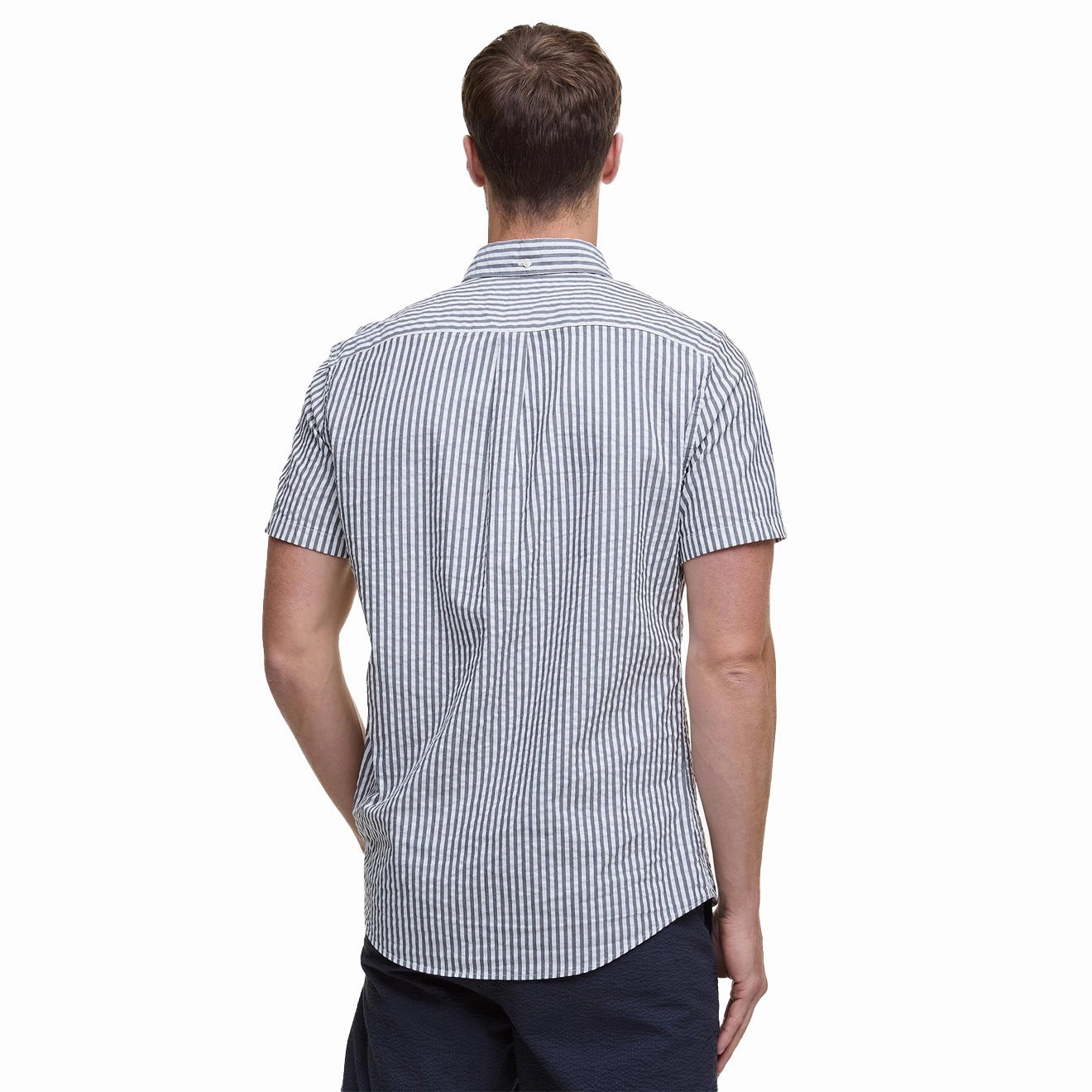 Barbour Cresswell Seersucker Summer Fit Shirt Navy
