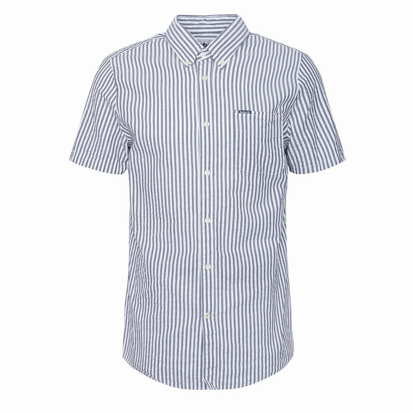 Barbour Cresswell Seersucker Summer Fit Shirt Navy mens tank tops best deals