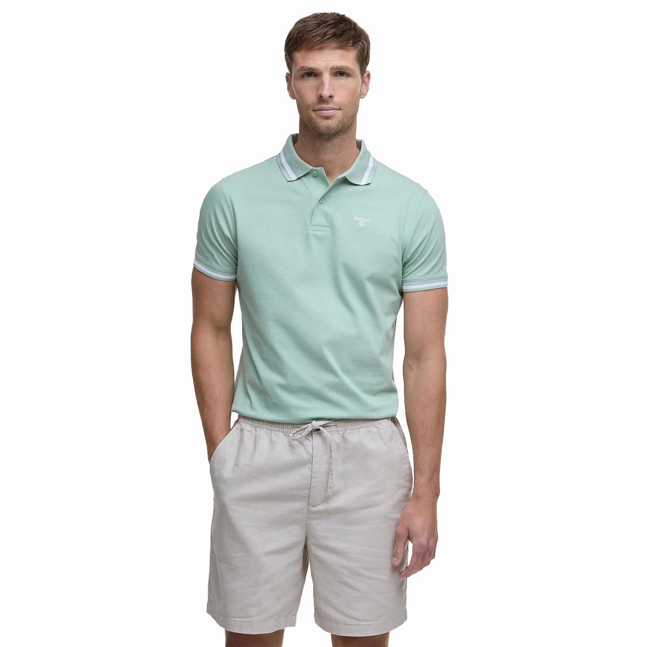 Barbour Ferrybridge Lightweight Tailored Fit Polo Shirt Pale Apple