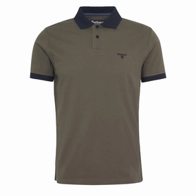 Barbour Lynmouth Tipped Tailored Fit Polo Shirt Uniform Green mens t-shirts outlet
